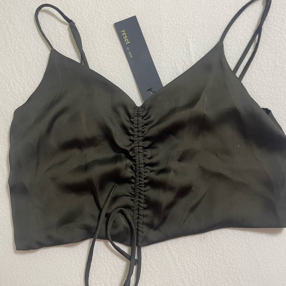 Reset by Jane Black Ruched Satin Crop Tank